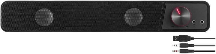 Speedlink BRIO Stereo Soundbar – Computer-Soundbar, Exzellente Audioqualität, 12 Watt, 2X 3,5Mm-Klinkenstecker Anschluss, USB a Stecker, Lautstärkeregler, Kopfhörer- & Mikrofonbuchse, Schwarz