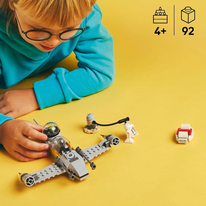 Jucărie LEGO Star Wars 75410 Mandos și Grogus N-1 Starfighter cu minifigurinele Mandalorian, Grogu și R5-D4, inclusiv coloană construibilă, set de pornire pentru nave stelare pentru băieți și fete de la 4 ani