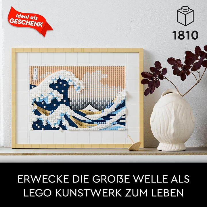 LEGO 31208 Art Hokusai - Marele val, decorațiuni de perete japoneze 3D, set de artizanat, pânză de ocean încadrată, hobby-uri pentru adulți, DYI, decorațiuni pentru casă și birou