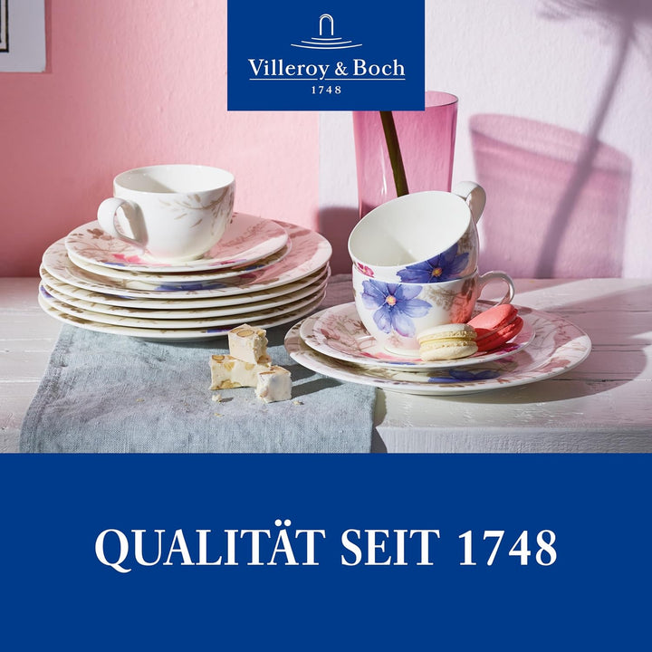 Villeroy & Boch – Mariefleur Gris Basic Kaffee Set 18 Teilig Für 6 Personen, Kaffeeservice, Tafelservice, Geschirr Set, Geschirrset Blumen, Blümchengeschirr, Schönes Geschirr Blumig, Premium Porzellan