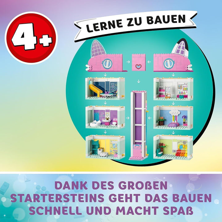Lego 10788 Gabby's Dollhouse Toy Set, 8 camere și 4 etaje Gabby's Dollhouse Toy cu Pandi, Meerkat, Kuchi Figures și accesorii, cadou pentru fete de la 4 ani, băieți și copii
