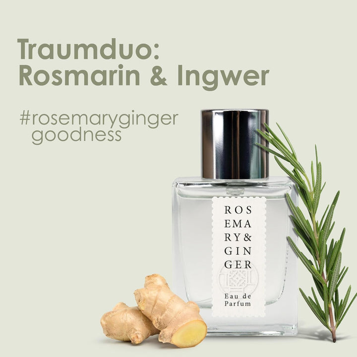 Jean & Len Rosemary & Ginger Eau De Parfum, parfum proaspăt-picant de rozmarin și ghimbir, fabricat într-o sticlă minimalistă de sticlă, parfum pentru femei și bărbați, 30 ml
