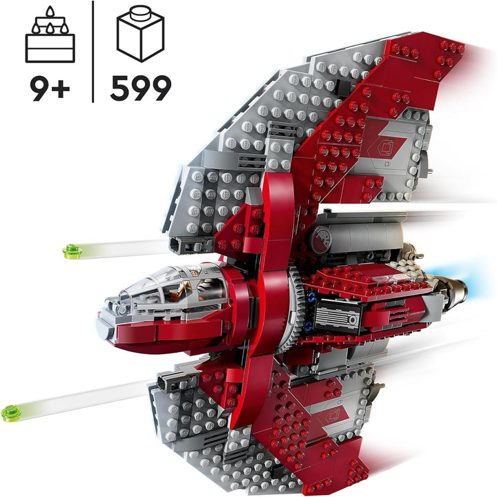 LEGO Star Wars Ahsoka Tano's T-6 Jedi Shuttle Set, Jucărie navă spațială construibilă cu 4 minifigurine, inclusiv Sabine Wren și Marrok cu săbii laser, cadou pentru fanii seriei Ahsoka 75362