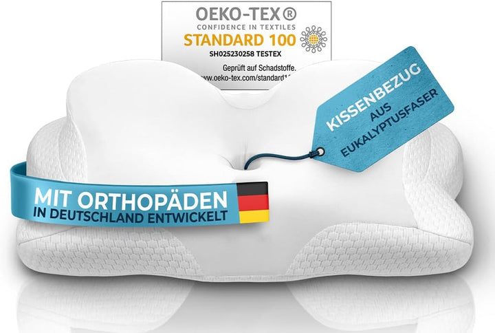 Pernă ortopedică [Innovation Award for Ergonomics Nominated] Pernă pentru dureri de gât Fabricată din spumă cu memorie | Pernă pentru susținerea gâtului Rulou ergonomic pentru gât Pernă pentru dormit lateral Gri