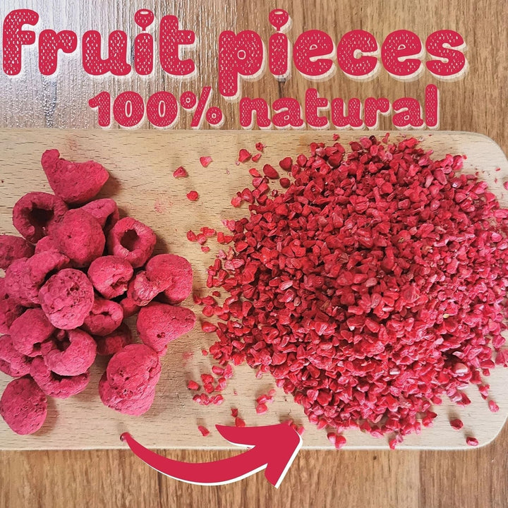 Bucăți de zmeură liofilizate | Fructe liofilizate liofilizate | Zmeură liofilizată fără gluten | Zmeură liofilizată | ZingyZoo (100g) Produse deshidratate Naty Shop