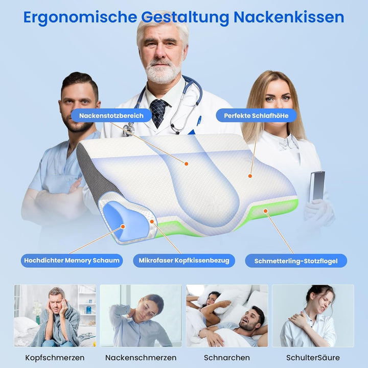 PHYSEN pernă ortopedică pernă pentru gât, pernă de susținere a gâtului, pernă din spumă de memorie, pernă ergonomică pentru dureri de gât pernă de dormit pernă anti-sforăit pentru părți, spate și abdomen (62 * 34 * 11 6.5CM)