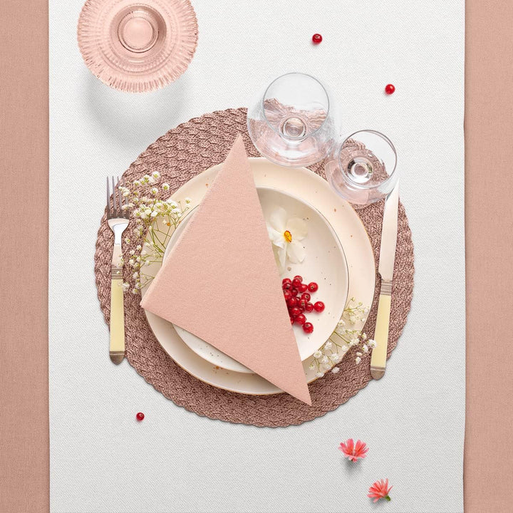 PAW - Șervețele Airlaid (40 X 40 Cm) I 50 bucăți I Unicolor I Asemănătoare țesăturii I Decor de masă elegant I Horeca I Pentru ocazii importante precum nunți, petreceri, Crăciun I Unicolor: Roz