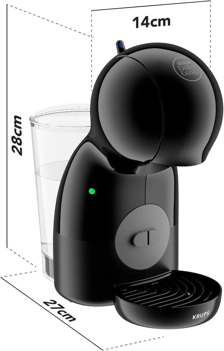 NESCAFÉ Dolce Gusto Piccolo XS by KRUPS, Aparat de cafea cu capsule, 15 bar, Rezervor de apă 0.8L, Mod de economisire a energiei, Se potrivește în orice bucătărie datorită amprentei reduse, Băuturi calde și reci, Antracit, KP1A3B