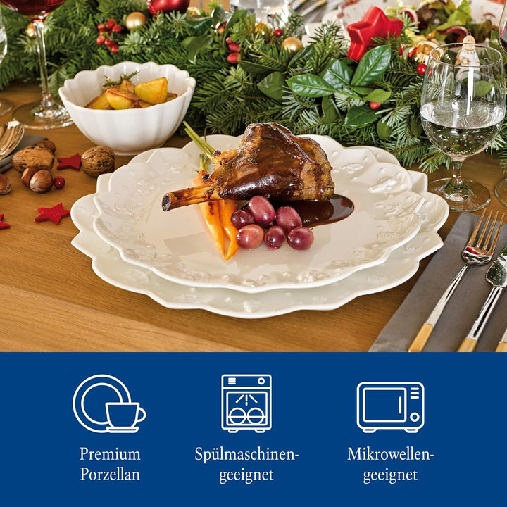 Villeroy & Boch – Toy'S Delight Royal Classic Geschirr-Set 12 Teilig Weiß, Spülmaschinenfest, Mikrowellensicher, Teller, Tellerset, Geschirrset 4 Personen, Weihnachtsgeschirr Toys, Premium Porcelain