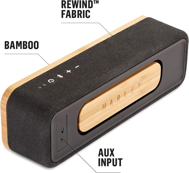House of Marley Get Together Mini - Difuzor Bluetooth portabil, subwoofer de 2,5'' și tweeter de 1'', baterie cu autonomie de 10 ore, aux-in, încărcare USB, difuzor pentru Iphone, Ipad, Samsung Etc - Negru