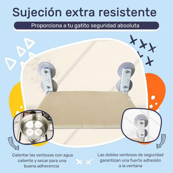 Hamac pentru pisici pentru fixare la fereastră cu ventuze, pat pliabil pentru pisici, scaune pentru ferestre pentru pisici cu ventuză dublă pentru fixare pe sticlă, hamac robust pentru ferestre pliabile