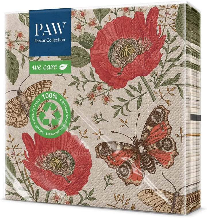 Path Decor Collection x Collection COLECCIÓN DE LA COLECCIÓN DE DISETA CM CM CON 3 capas. 20 piezas. Impreso con colores basados ​​en agua. Decoraciones de mesa. Nature, HIRSC, Paw_022022, ciervo, 33 x 33 cm (paquete con 3)