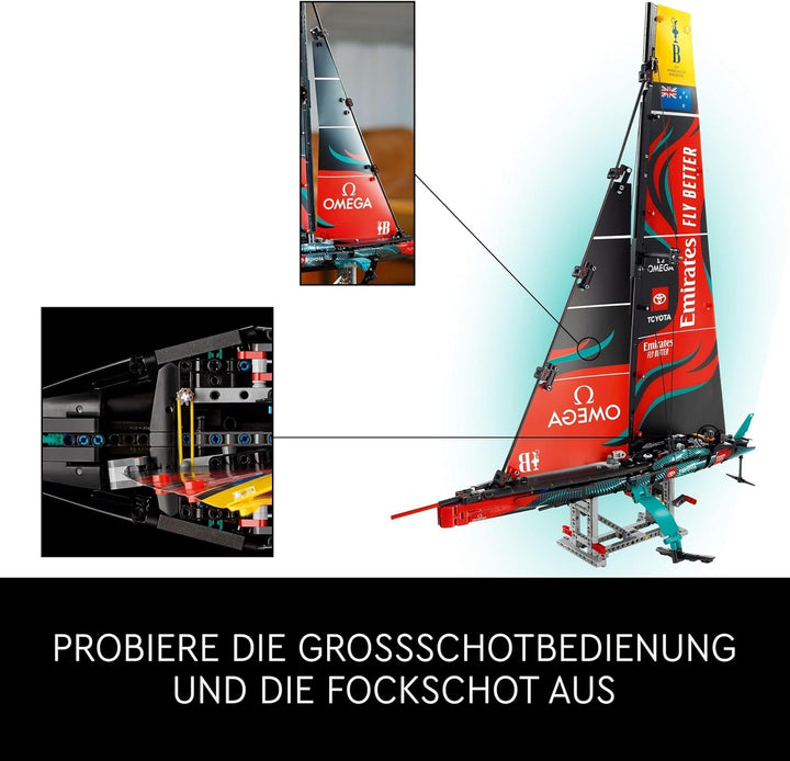 LEGO Technic Emirates Team New Zealand AC75 Racing Yacht, set de construcție cu barcă cu pânze pentru adulți, cadou pentru bărbați și femei, activitate creativă și relaxantă 42174