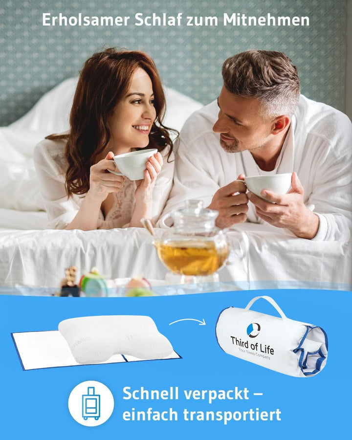 Pernă pentru dormit lateral GIANFAR | Pernă ortopedică pentru susținerea gâtului | Spumă de memorie ultra proaspătă împotriva durerilor de gât și migrenelor | Husă termoregulatoare | Pernă pentru dormit lateral cu coloană cervicală 55X40X12/10 cm