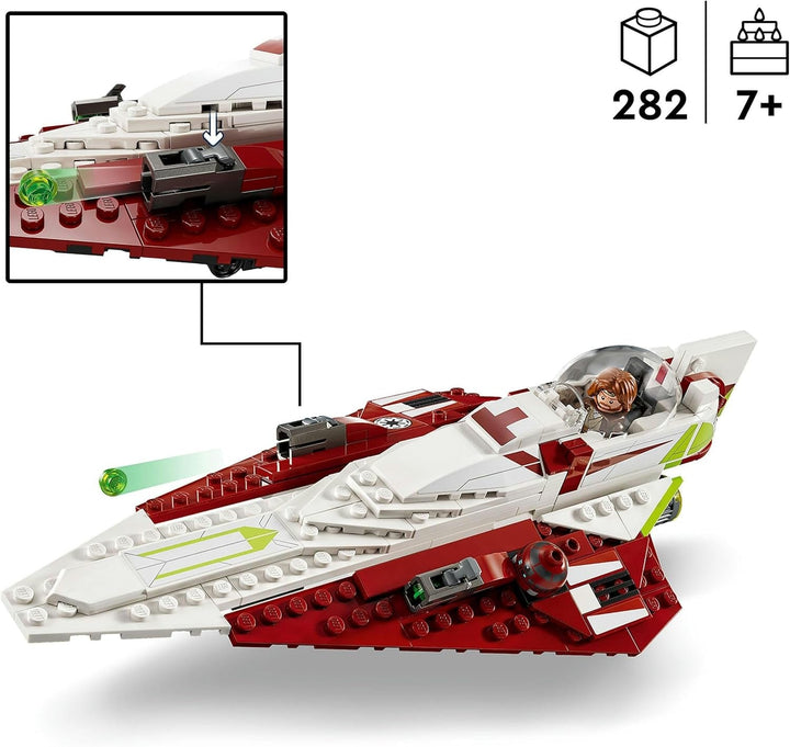 LEGO Star Wars Luptătorul stelar Jedi al lui Obi-Wan Kenobi, jucărie construibilă cu Taun We, figurină droid și sabie laser, Set Atacul clonelor 75333