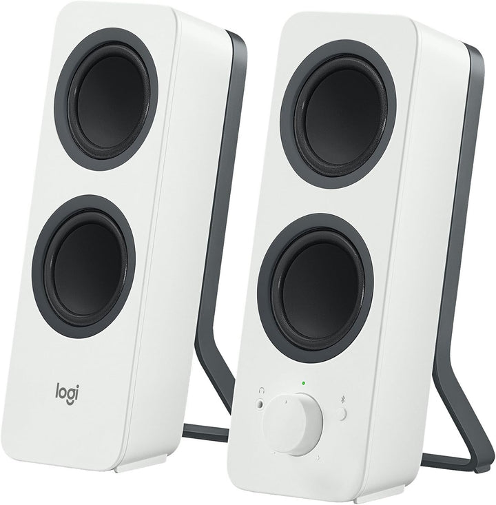 Logitech Z207 Difuzor wireless pentru PC, Bluetooth, sunet stereo, putere de vârf de 10 wați, intrare de 3,5 mm, mufă pentru căști, funcție Easy-Switch, mufă UE, Pc/Tv/Tabletă/telefon mobil - alb