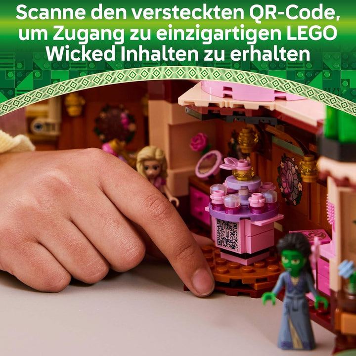 LEGO Wicked Dormitorul lui Glinda și Elphaba - Casă de păpuși cu 2 mini păpuși ale vrăjitoarelor din Oz, accesorii grozave, inclusiv flori și ținute - Jucărie creativă pentru fete peste 8 ani și fani - 75683