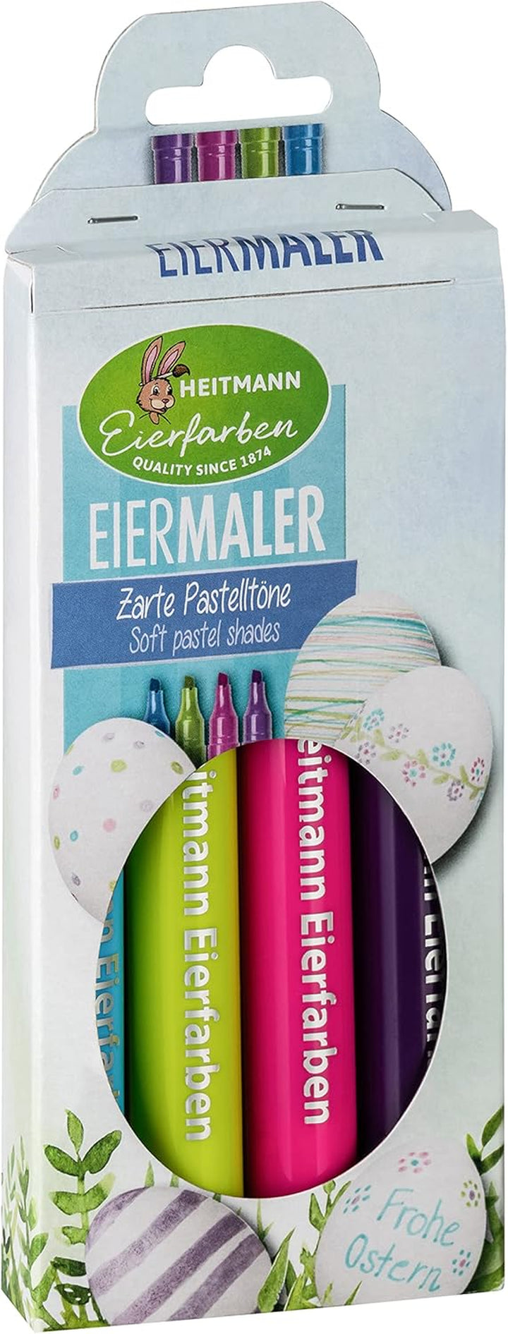 Heitmann Eierfarben - Eiermaler Pastell - 4 Malstifte in Rosa, Grün, Blau Und Lila