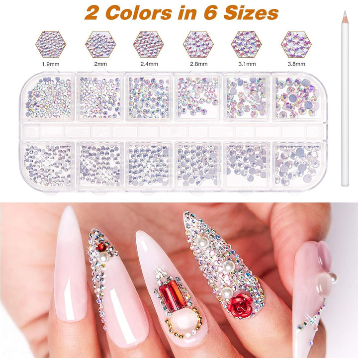 MELLIEX 45 Stück Nail Art Dekoration Zubehör Set, Nägel Pinsel Strasssteine Glitzer Goldfolie Nageldesign Dotted Pen Streifenband Für Nagelkunst Maniküre Set