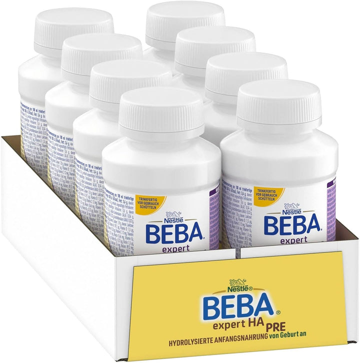 BEBA Nestlé BEBA EXPERT HA PRE Hydrolysierte Anfangsnahrung, Säuglingsnahrung Von Geburt An, 8Er Pack (8 X 200Ml)