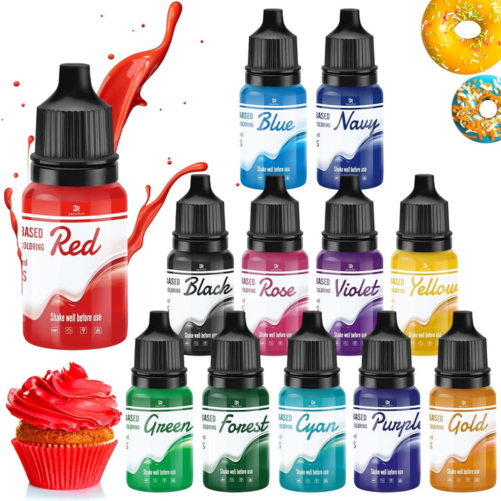 Fettlösliche Lebensmittelfarbe Für Schokolade - 26 Farben Ölbasis Lebensmittelfarben Für Fondant, Torten Dekoration, Backen - Flüssige Food Coloring Für Kakaobutter, Buttercream, Kuchen - 6Ml Je