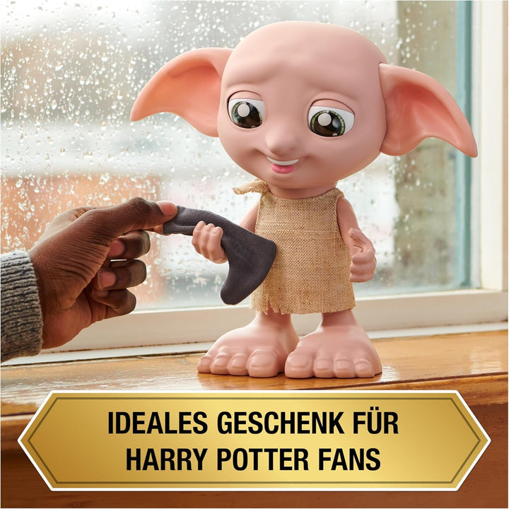 Wizarding World Harry Potter - Păpușa interactivă Dobby House Elf cu peste 30 de sunete, propoziții și mișcări, germană-italiană, jucărie pentru copii de la 6 ani, Fan Article