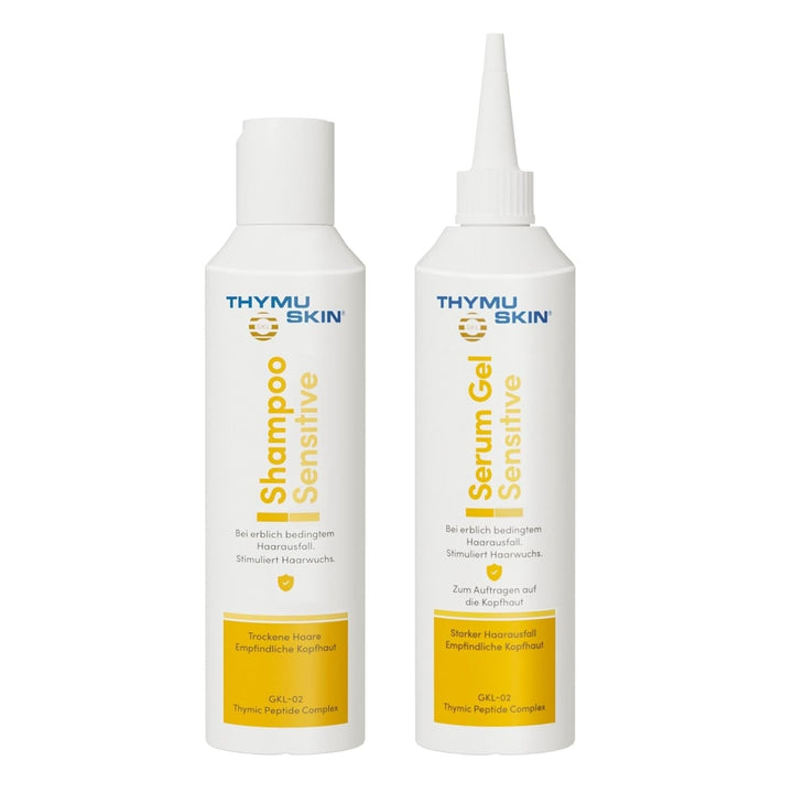 THYMUSKIN Sensitive Set: Bei Diffusem Haarausfall Und Kleinen, Kahlen Stellen. Stimuliert Den Haarwuchs. SET (1 X 100Ml Shampoo + 1 X 100Ml Serum Gel)