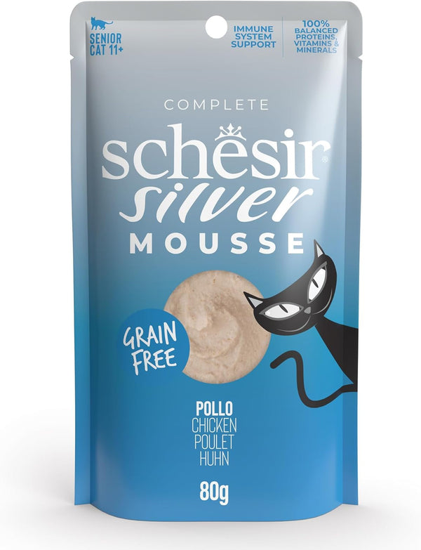 Title: Silver, Mâncare umedă completă cu aromă de pui din mousse pentru pisici mai în vârstă (12 X 80 G)
