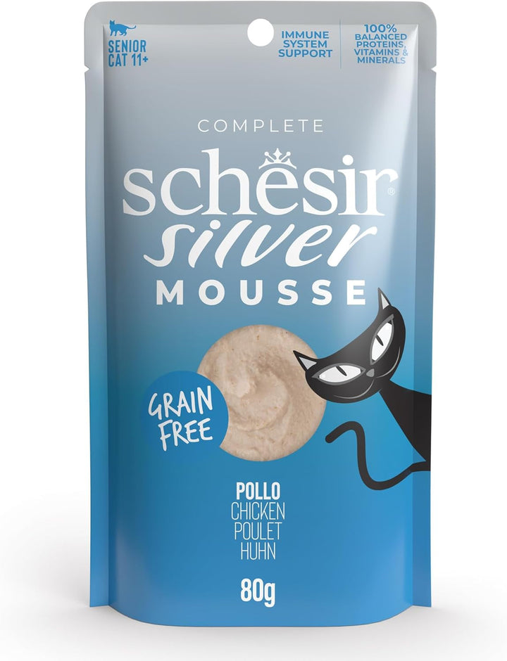 Title: Silver, Mâncare umedă completă cu aromă de pui din mousse pentru pisici mai în vârstă (12 X 80 G)