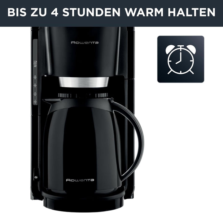 Espressor Rowenta Adagio Milano cu termos, capacitate 1 litru, 8-12 cești, oprire automată, filtru detașabil, indicator nivel apă, negru, CT3808