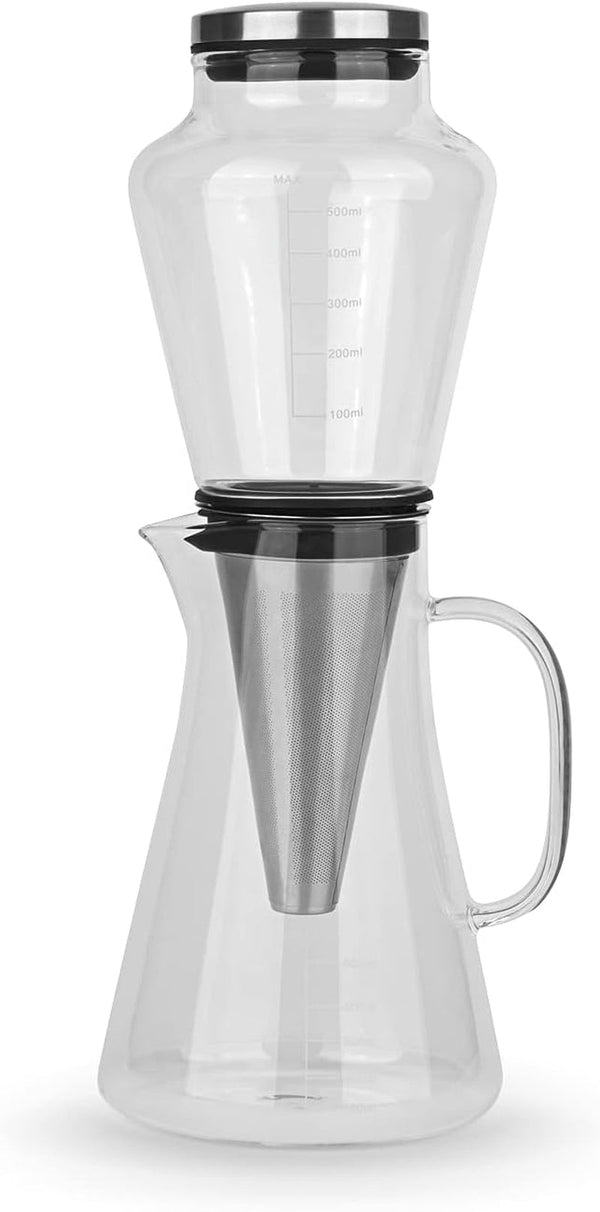 Beem filtru de cafea cu picurare la rece pentru 0,5L sticlă de borosilicat / oțel inoxidabil argintiu-transparent, Dimensiuni: 14Cm X 12.5.Cm X 33.4Cm, 03075