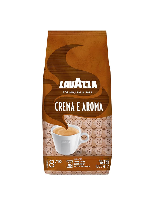 Lavazza, Crema E Aroma, Arabica Und Robusta Kaffeebohnen, Ideal Für Espressomaschinen, Mit Schokoladigen Aromen, Reicher Und Vollmundiger Geschmack, Intensität 8/10, Mittlere Röstung, 1 Kg Packung