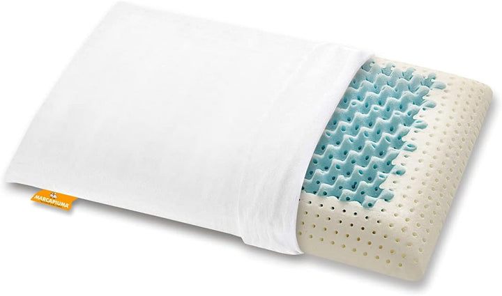 Marcapiuma - Pereche de perne de susținere a gâtului cu memorie - Miss & Mister - Parte ultra respirabilă - 100% acoperire din bumbac - Ortopedică - Pernă Visco Pillow Memory Foam - PRODUS MEDICAL - Fabricat în Italia
