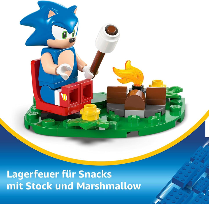 LEGO Sonic the Hedgehog Sonics Showdown At The Campfire, jucărie de jocuri pentru copii și fani ai jocurilor video, set de construcție pentru băieți și fete de la 7 ani, set de aventură, colecționabil 77001