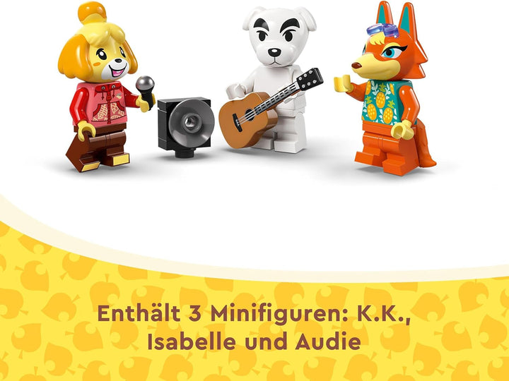 LEGO Animal Crossing K.K. se joacă la bâlci, jucărie de construcție cu cafenea și mașină din jocurile video, playset pentru fete și băieți de la 7 ani, cadou pentru copii 77052
