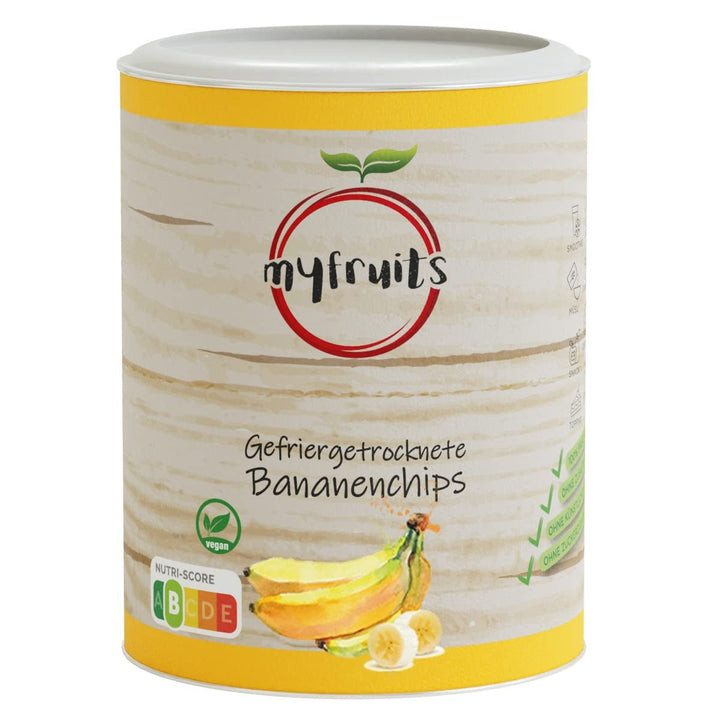 chipsuri de banane myfruits (felii de banane), liofilizate, 100g, fără aditivi, 100% banane, fructe liofilizate fără zahăr adăugat Produse deshidratate Naty Shop 100 G (1 pachet)