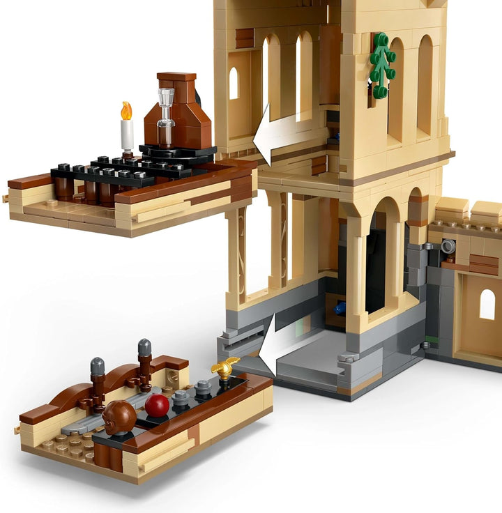 Castelul Hogwarts LEGO Harry Potter: Lecții de zbor, set de joacă de aventură cu 6 minifigurine de colecționat, inclusiv Draco Malfoy și profesorul Mcgonagall, set de joacă de rol pentru băieți și fete de la 9 ani 76447