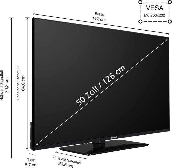 Telefunken Fernseher 50 Zoll Android Smart TV (4K UHD, HDR Dolby Vision, Triple-Tuner, Bluetooth, Dolby Atmos) D50U750X2CWI