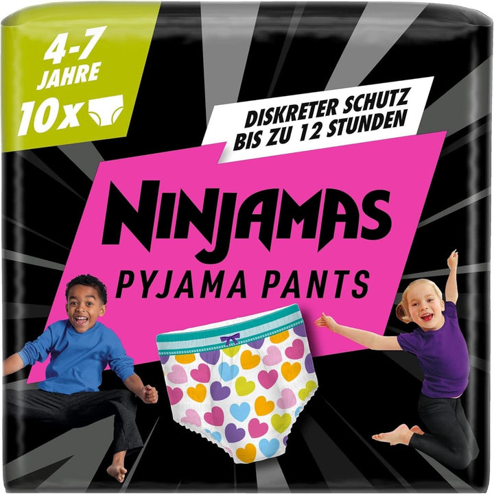 Pyjama Pants Herzen, 10 Absorbierende Nachthöschen, 7 Jahre, 17Kg-30Kg