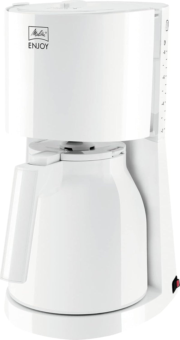 Melitta Enjoy - Cafetieră cu filtru - Cu cană termo - Stop picurare - 8 cești - Alb (1017-05)