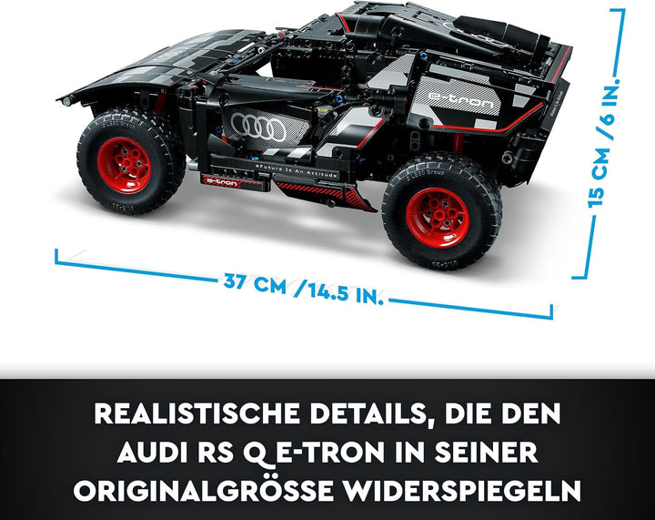 LEGO 42160 Technic Audi RS Q E-Tron, mașină de raliu controlată de la distanță, Dakar rally off-road car, RC controlat prin aplicație cu Control +, cadou pentru băieți, fete și fani de la 10 ani pentru a construi