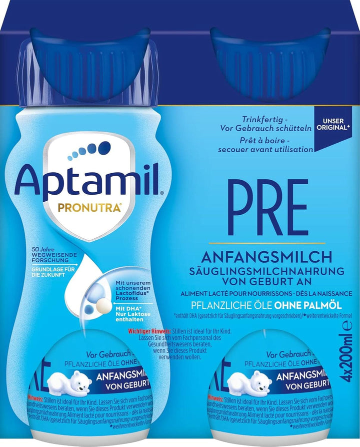 Aptamil Pronutra PRE – Anfangsmilch Von Geburt An, Mit DHA, Nur Laktose, Ohne Palmöl, Babynahrung, Milchpulver, 1X 800 G