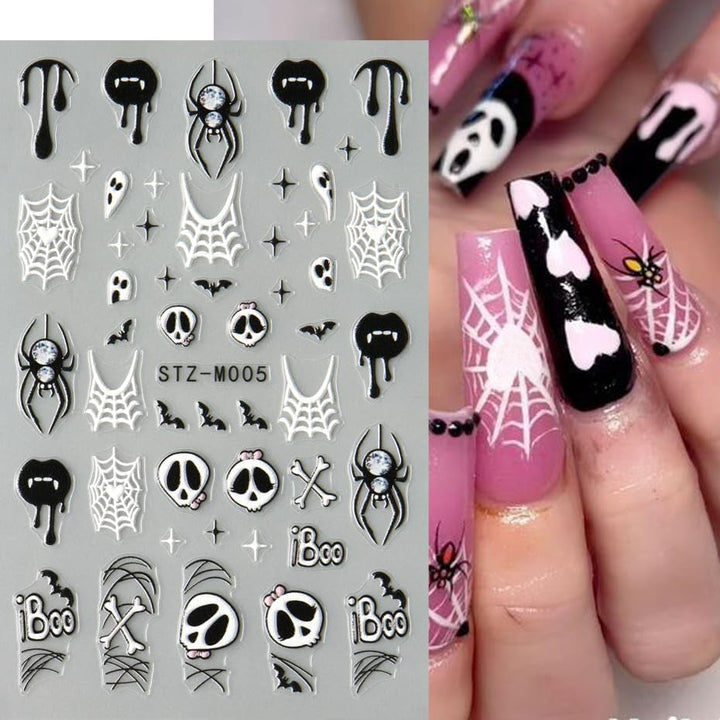 JMEOWIO Nagelsticker Halloween 6 Blatt Nail Art Sticker Selbstklebend Nagelaufkleber Dekoration Nageldesign Zubehör