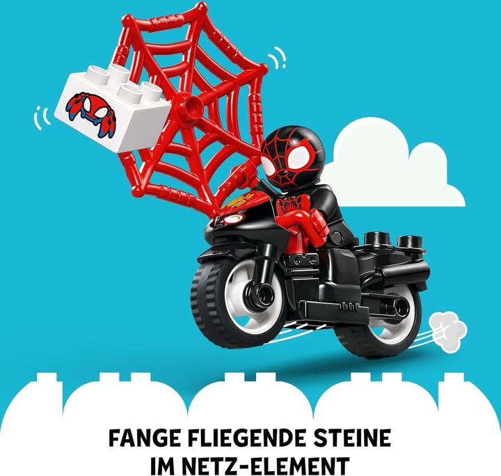 LEGO DUPLO Marvel Spins Motorcycle Adventure, Playset de fantezie pentru serialul TV Spidey și super prietenii săi, jucărie educativă de construit și reconstruit pentru copiii de 2 ani și peste 10424