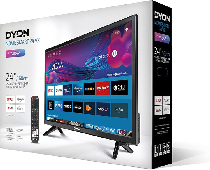 DYON Movie Smart 24 VX 60 Cm (24 Zoll) Fernseher (HD Smart TV, HD Triple Tuner (DVB-C/-S2/-T2), App Store, Prime Video, Netflix, Youtube, DAZN, Disney+) [Mod. 2023]…