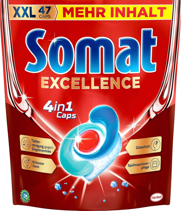 Somat Excellence 4In1 Caps (141 Caps), File pentru mașina de spălat vase cu dizolvare rapidă