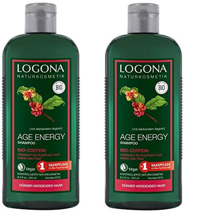 LOGONA Natural Cosmetics, Șampon, formulă vegană din cafeină organică, 250 ml