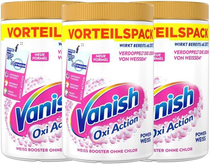 Vanish Oxi Action Powerwhite Powder - 1 X 1,125 Kg - pudră de îndepărtare a petelor și de îmbunătățire a rufelor fără clor - pentru rufe albe