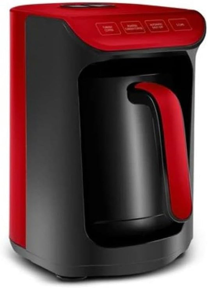 Cafetieră turcească Karaca HatÄ±r Köz, capacitate 300 ml, prepară 5 cești de cafea turcească, oprire automată și control al temperaturii, aromă autentică de cărbune, 535 W, alb
