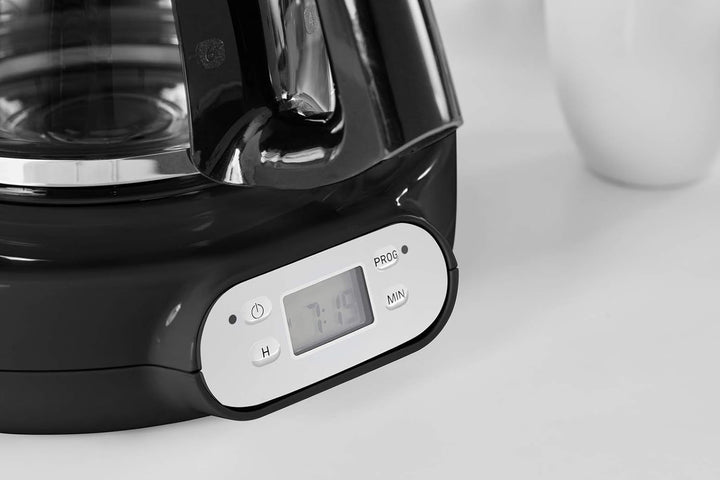 Cafetieră cu filtru Moulinex Programabilă 24H, Design vintage, Capacitate 1.25 L, 10 până la 15 cești, Suport filtru pivotant, Funcție de menținere la cald 30 min, Ulcior din sticlă, Sun FG380B10